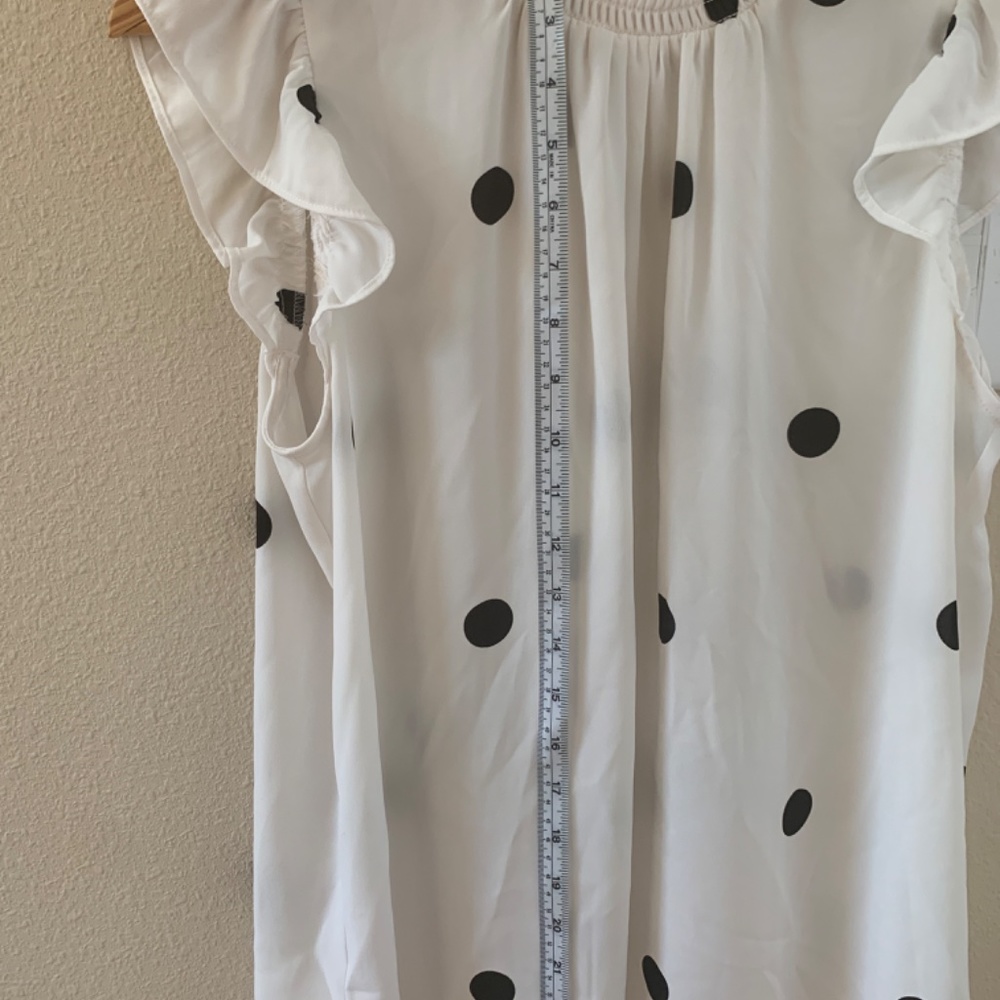 LOFT Ruffle Sleeveless Blouse w/Polka Dots - Picture 4 of 4